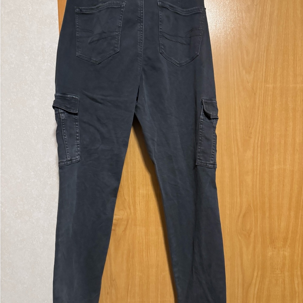 Black washed cargo legging
